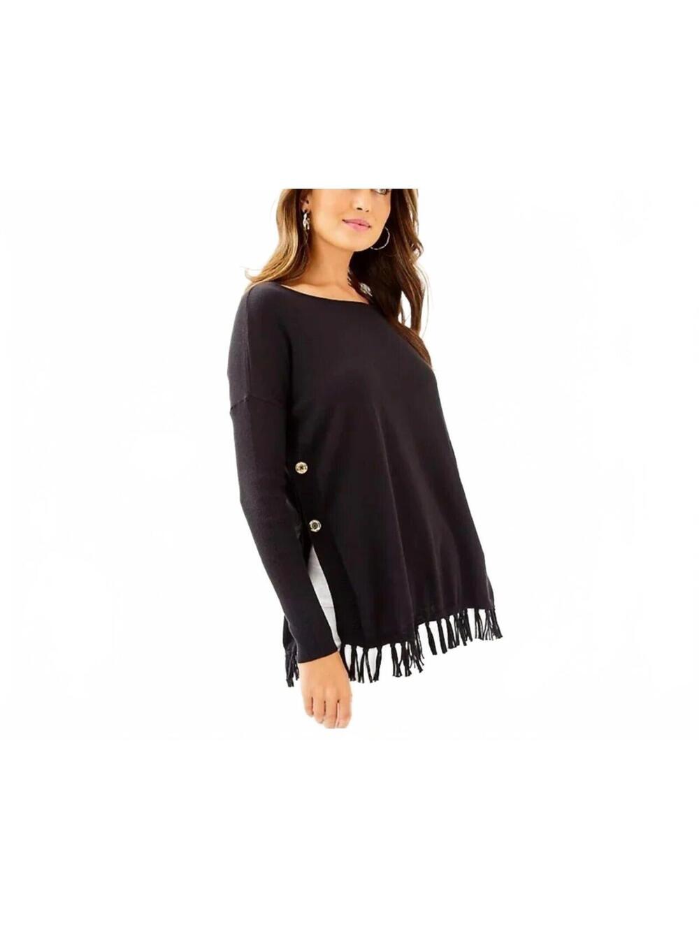 Lilly Pulitzer | Ramona Fringe Black Sweater size Medium